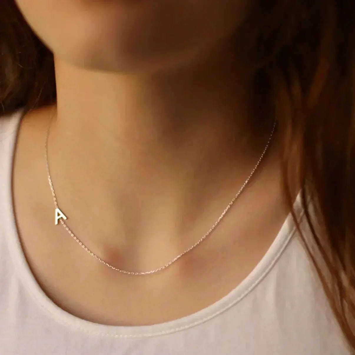 Personalized Necklace with Side Initials