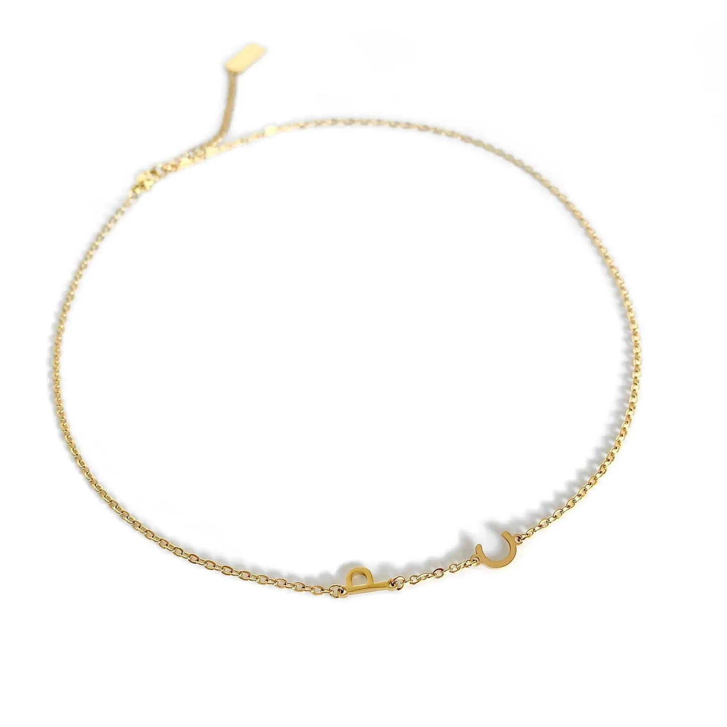 Personalized Necklace with Side Initials NostalgiaJewels