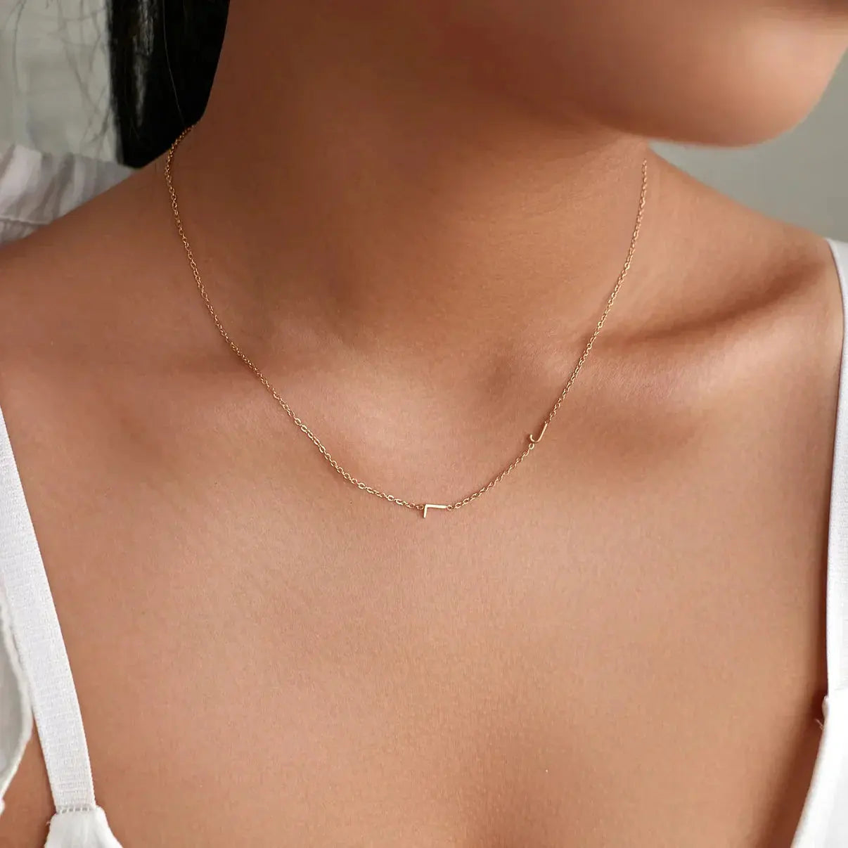 Personalized Necklace with Side Initials