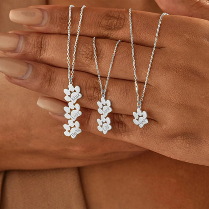 Personalized necklace with name and paw  NostalgiaJewels