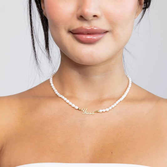 Customizable Necklace with Name and Freshwater Pearls  NostalgiaJewels