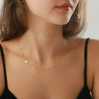 Personalized Necklace with Side Initials